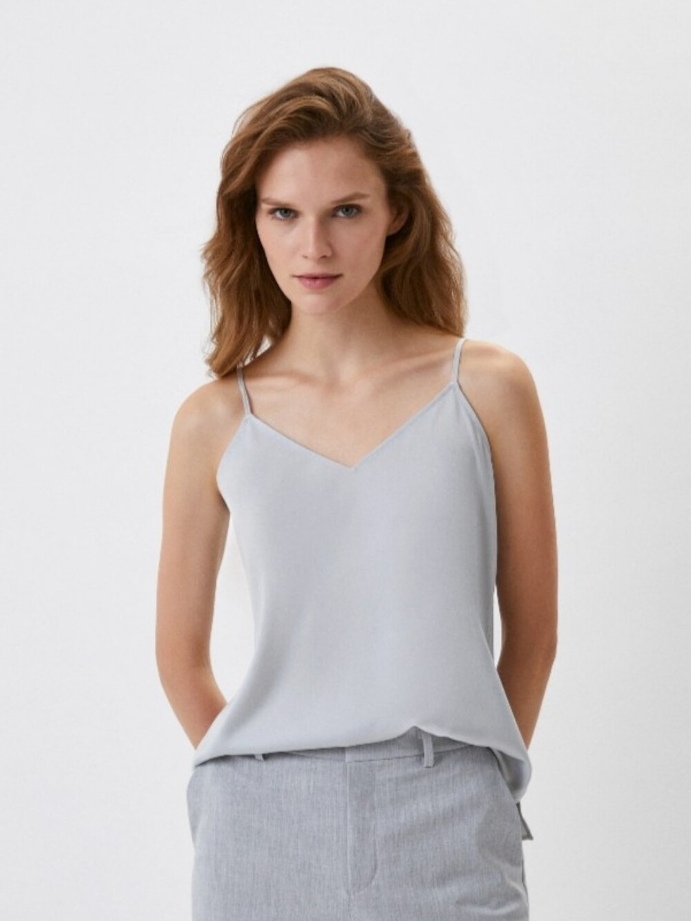 Uniqlo Gray Purple Camisole Adjustable Strap V Neck Tank Top XS Satin A Line